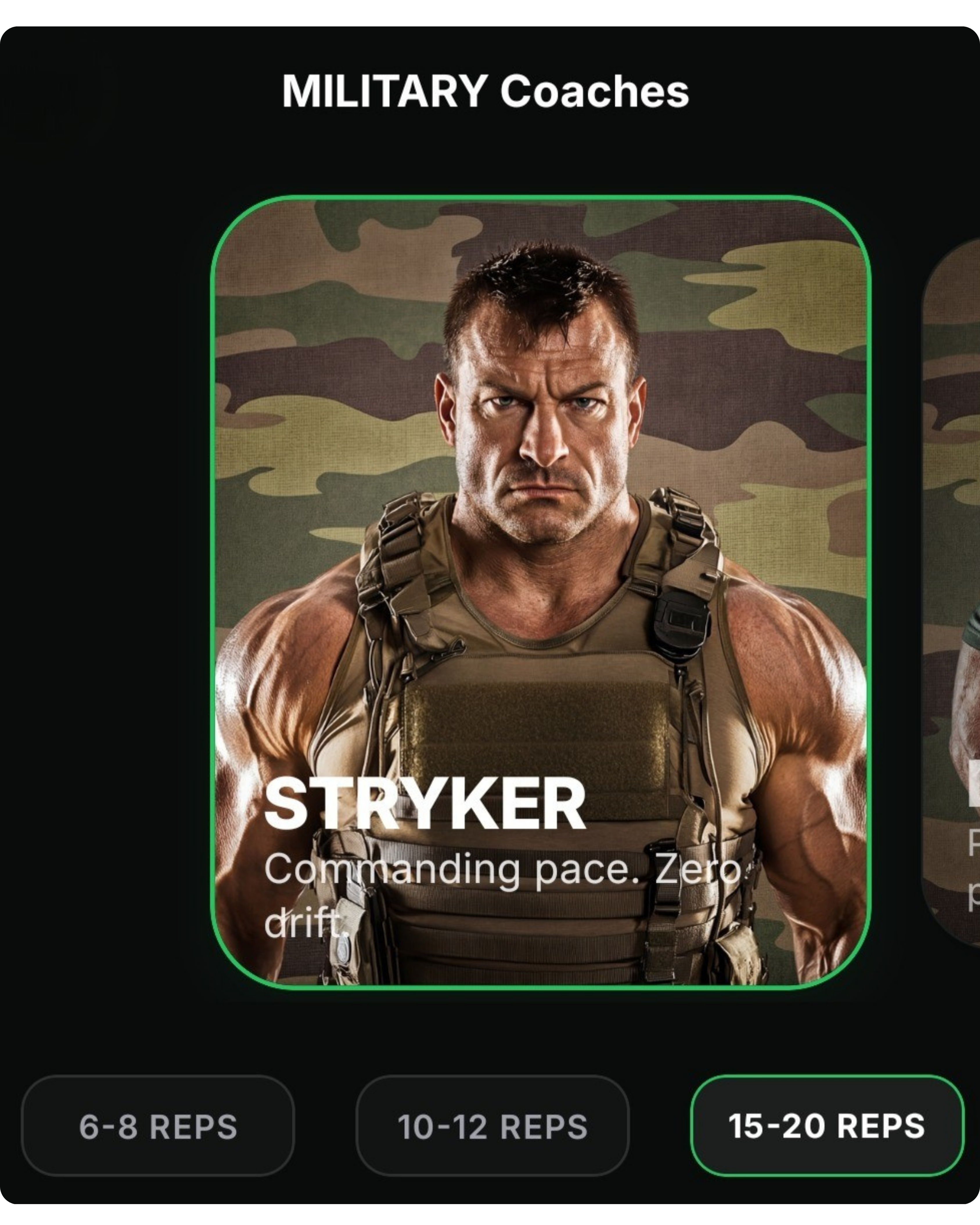 Coach selection screen